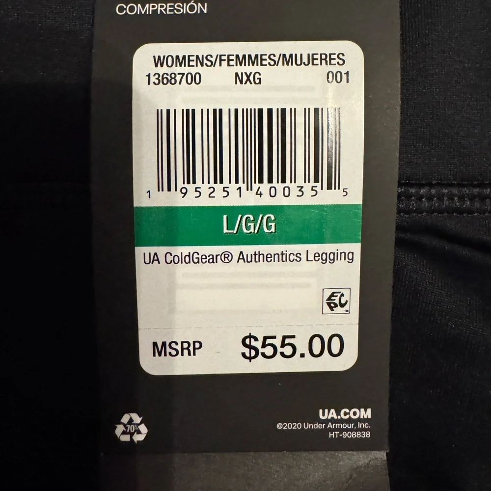 NWT Under Armour Women’s Compression Black Leggings - Picture 3 of 5